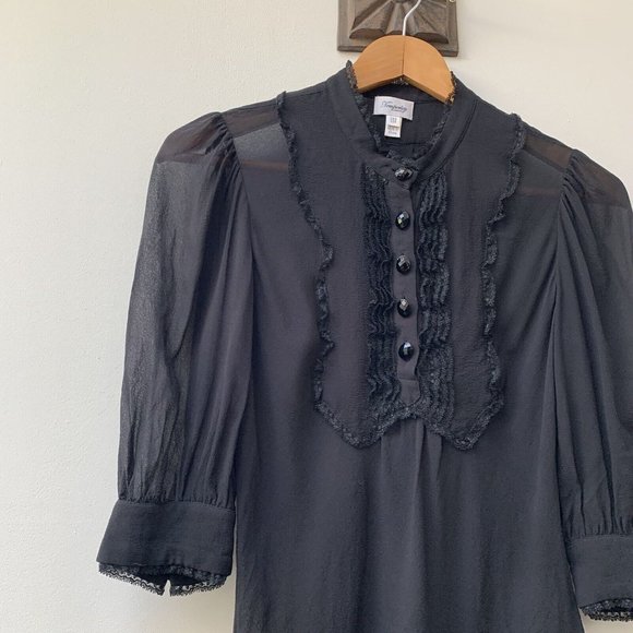 Temperley London Blouse Top Size UK 8 Short Sleeves Silk? Black Delicate - Picture 3 of 7
